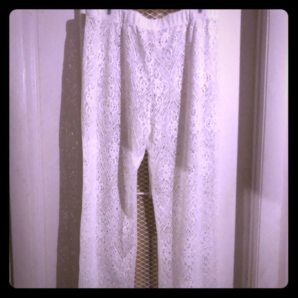 White netted cover up pants